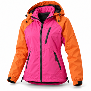<b>Pink</b> Orange Two Tone Windbreaker <b>Jacket</b> Lightweight Windproof Outdoor Rain Shell Unisex Sports Workwear Hiking Camping Rainwear - Product Image 4