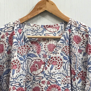 Kaftan d'été décontracté en pur coton imprimé, robe longue, nouveau style, collection été, kaftan en coton imprimé à la main - Product Image 1