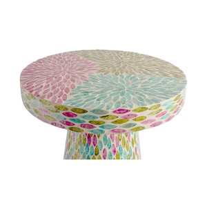 Handmade Mother of Pearl Table with Colorful Leaf Pattern Modern Living Room Furniture - Product Image 2