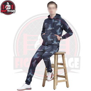 Trajes Deportivos Personalizados OEM ODM para Hombre, Cómodos, Casuales, con Estampado de Hojas, con Capucha, Manga Larga, Color Azul Marino, Precio al por Mayor - Product Image 5