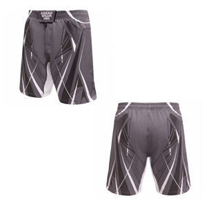 Pantalones Cortos de MMA para Hombre Askar Wear, Corte Regular, Secado Rápido, Estampado por Sublimación, Gris con Diseño Blanco - Product Image 4