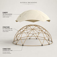 Tente Dôme de Luxe BOTEEN pour Glamping, Villa, Hôtel, Resort, Membrane Tensile 950G, 12x12x4.9M, Connecteurs en Tube d'Acier Galvanisé 50x70mm