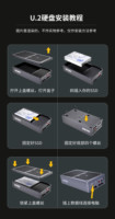 علبة SSD من نوع USB4+OCuLink U.2/U.3 تدعم PCIe 5.0/4.0/3.0 بسعة 40/64 جيجابايت، متوافقة مع أقراص SSD بسمك 7 مم/9.5 مم/15 مم، مزودة بمروحتي تبريد مزدوجة ومصدر طاقة 12 فولت 4 أمبير.