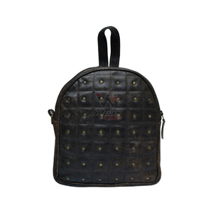 Leather Backpack Genuine Cowhide Geometric <b>Studded</b> Zipper <b>Bag</b> Soft Handle Water Resistant Womens Daily Carry - Product Image 1