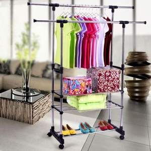 Horizontal and Vertical 3 Tiers Stainless Steel <b>Over</b> <b>Door</b> <b>Rack</b> for Clothing Garments Shoes - Product Image 4