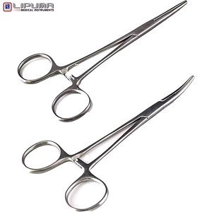 Ensemble de pinces de pêche polyvalentes en acier inoxydable de 5 pouces, 2 pièces, légères, droites et courbées, mâchoires dentelées, verrouillage manuel - Product Image 1