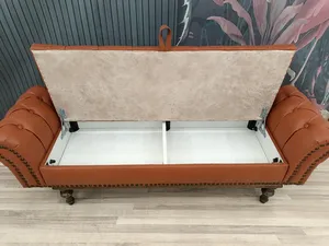 Sofá Otomano en Forma de L de Dos Plazas, Tapizado en Cuero Genuino, Moderno y de Primera Calidad, con Brazos Enrollados Decorativos y Asiento Acolchado - Product Image 4