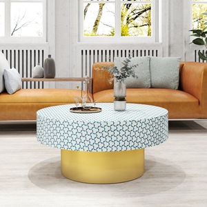 Table en os incrusté de la marque ILAHI, design moderne, détails en agate, rangement, meuble portable pour la maison - Product Image 3