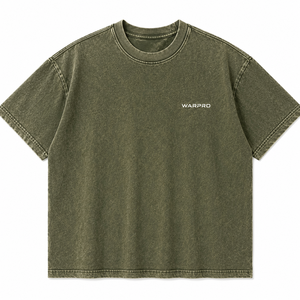 เสื้อยืดโอเวอร์ไซส์แขนสั้นคอกลมสีเขียวมะกอกสำหรับผู้ชาย Warpro ผ้าฝ้ายลำลอง - Product Image 1