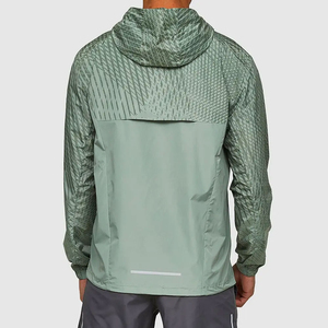 Premium <b>Men's</b> Hooded Windproof <b>Rain</b> <b>Jacket</b> Geometric Print <b>Lightweight</b> Polyester Sporty Spring Outfit Regular Fit Zipper Closure - Product Image 2