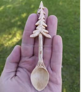 Fourchette et cuillère en bois créatives à long manche pour mélanger le café, le thé, le sucre, pour la maison, l'hôtel, le dîner - Product Image 3