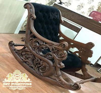 Fauteuil à bascule en teck moderne sculpté à la main - Durable, taille et couleur personnalisables
