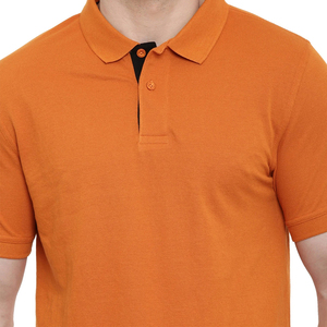 New Trendy Breathable Comfortable Wholesale Price Newest Design Men <b>Orange</b> Color Half Button <b>Polo</b> Shirt For Men Casual Wear - Product Image 6