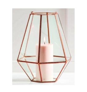 Fournitures d'usine directes lanterne décorative Terrarium métal et verre Table bougie lanterne Rectangle centres de table bocaux en verre - Product Image 5