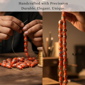 ลูกปัดแก้วทำมือสีส้ม EXCEL EXPORTS ขนาด 8 นิ้ว |   สไตล์เค้กแต่งงานแบบศิลปะ |   ลูกปัดตกแต่งรูปทรงผสม - Product Image 2