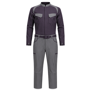 Ensemble chemise et pantalon de travail personnalisé gris-violet à manches longues avec poches utilitaires pour le personnel des installations - Vente en gros Fabricant - Product Image 1