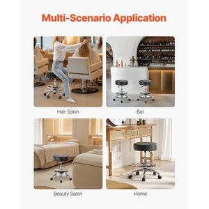 Sgabello con Ruote e Poggiapiedi, Capacità 450 LBS, Altezza Regolabile, in Pelle PU Rinforzata per Arredamento Salone - Product Image 6