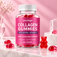Gummies de Collagène Peptidique avec Biotine et Vitamine C pour la Beauté des Cheveux, de la Peau et des Ongles chez la Femme – 60 Unités – Complément Beauté OEM ODM Marque Privée