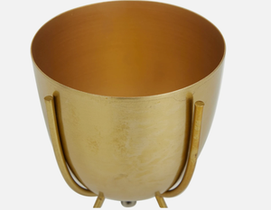 Pot à œufs en métal doré brossé avec support en métal, style mid-century modern glamour ou accent décoratif contemporain minimaliste, finition dorée - Product Image 2