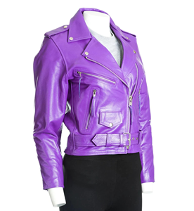Women's Red Genuine Leather Moto Jacket Full Sleeve Zipper Closure Stand Collar Autumn Style - Product Image 3