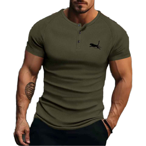 2025 été nouveau Style mode décontracté sport Polo pour hommes couleur unie col boutons brodé imprimé motif PCS-R-135 - Product Image 1