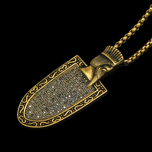 New Arrival Iced Shield Pendant 22K <b>Silver</b> Plated Crystal Rhinestone Micro Insert Hiphop Style Unisex Jewelry From India - Product Image 4