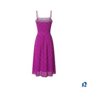 Robe d'été décontractée pour femme, col en V, bretelles spaghetti, 100 % coton, manches courtes, coupe évasée, OEM, marque privée, vente en gros - Product Image 4
