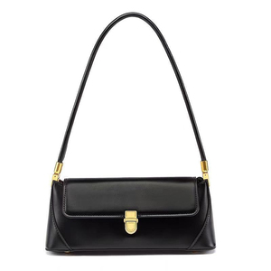 Sac à bandoulière noir style minimaliste avec fermeture éclair et fermoir, sangle unique 50-65cm, imperméable, toutes saisons - Product Image 1