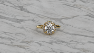 Claw Prong Halo Diamond <b>Ring</b> 18K Gold Plated Round Brilliant Solitaire <b>Plain</b> Shank Engagement <b>Ring</b> Fine Jewelry Gift for Women - Product Image 3