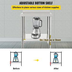 Tavolo di preparazione in acciaio inox per la fabbricazione di cucina commerciale 30X24X35 pollici 440 libbre capacità di carico in metallo resistente cucina - Product Image 4