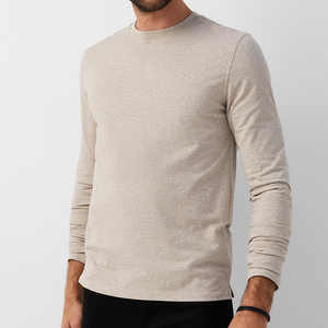 Camiseta de Manga Larga de Alta Calidad para Hombre, 100% Algodón, Ropa Lisa, Moda Masculina, Transpirable, Cuello Redondo - Product Image 5