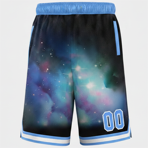 Pantalones Cortos de Baloncesto Personalizados para Hombre, Casuales, Azules, Cintura Elástica, Secado Rápido, Diseño Deportivo, Número 00, Logotipo Frontal - Product Image 2