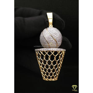 Real Moissanite Diamond Basketball Hoop Pendant for Urban Fashion and Rapper Style Jewelry Necklace - Product Image 5
