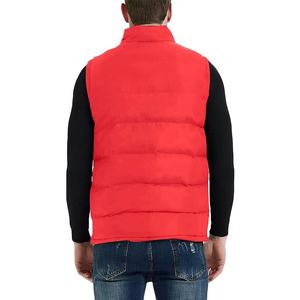 Chaleco Acolchado Rojo para Hombre, Transpirable, 100% Poliéster, con Cierre, Sin Cuello, Sin Mangas, Ropa de Invierno con Bolsillos Laterales, Estilo Casual - Product Image 3