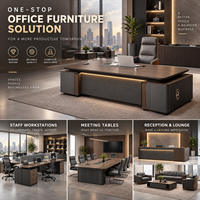 Bureau de direction de luxe sur mesure pour PDG et managers avec armoire latérale pour mobilier de bureau moderne