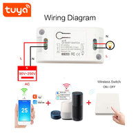 Meilleures ventes - Relais intelligent Tuya Smart 1CH WIFI pour la domotique avec prise en charge de la mesure et télécommande RF 433Mhz PST-WF-S1R