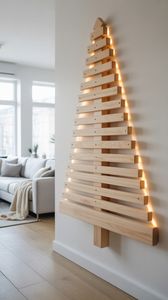 Décoration de Noël en bois faite à la main, écologique, en forme d'arbre, centre de table, style rustique, arbre en bois moderne pour l'intérieur - Product Image 3