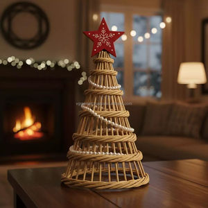 Handmade Rattan Christmas <b>Tree</b> Motif Light <b>Tabletop</b> Pine <b>Tree</b> Ornament Warm - Product Image 3