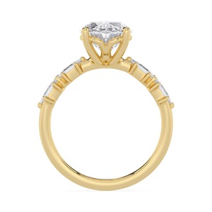 แหวนทองคำโรสโกลด์ 10K ประดับเพชรแล็บโกรว์ทรงรีตรงกลางและลายหกเหลี่ยมยาว - Product Image 6