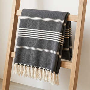 Plaid en coton multicolore à fines rayures 130x180 cm, tissé à la main, pour canapé, décoration bohème pour la maison - Product Image 3
