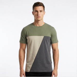 Camiseta de Hombre al por Mayor, Estilo Block Panel, Mezcla de Algodón de Alta Calidad, Informal, Personalizable, Fábrica de Ropa Sialkot - Product Image 2