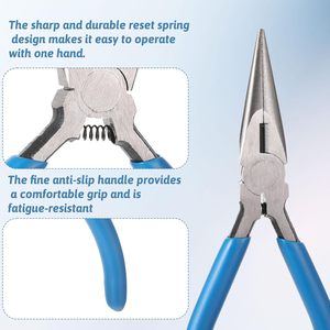 Stainless Steel Needle Nose Pliers 5 Inch Precision Long Nose Serrated Jaw Jewelry Making Tool <b>Wire</b> Bending <b>Craft</b> Electronics - Product Image 3