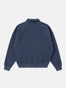Men's Navy Blue Fleece <b>Jacket</b> Stand Collar <b>Zipper</b> Front Casual Knitted Outerwear Regular Fit Solid Color <b>Pocket</b> Design Autumn - Product Image 4