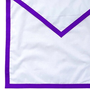 Member Council Apron White Duck Cotton <b>Thin</b> Purple <b>Ribbon</b> Masonic Regalia Ceremonial Lodge Apron Premium Freemason Wear - Product Image 4