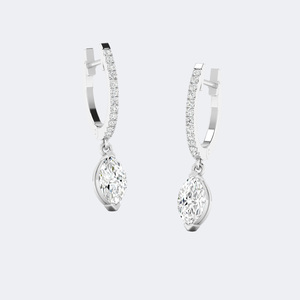 Boucles d'oreilles pendantes Huggie linéaires avec diamants marquise et ronds de 1,20 CTW - Product Image 5