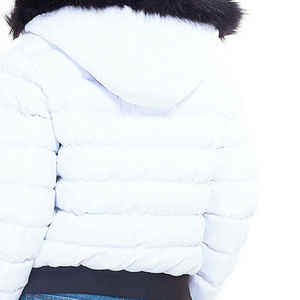 Chaqueta Larga Blanca Acolchada con Capucha de Piel, Cierre Tipo Pullover, Resistente al Viento, Abrigo de Otoño, Estilo Casual, Relleno Grueso de Poliéster, Unisex - Product Image 4