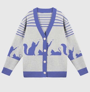 Breathable Retro Style Men's V-Neck Cardigan Varsity Striped Knit Sweater Button Up Casual Daily Wear Knit <b>Jacket</b> - Product Image 5