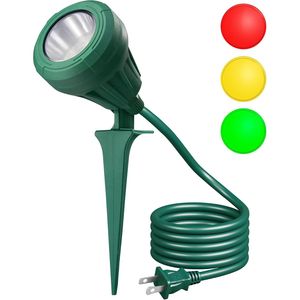 Faretto LED Impermeabile 500LM 120V per Esterni con 3 Lenti Extra (Rosso Giallo Verde) per Illuminazione Paesaggistica Festiva - Product Image 1