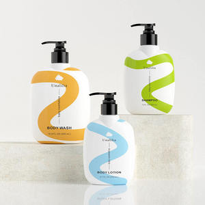 Cosmetic Custom Packaging Unalilia <b>200ml</b> 300ml 500ml Lotion Body Wash Shampoo White Flat PET Silk Screen Printed Pump <b>Bottles</b> - Product Image 6
