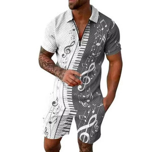 Conjunto de Camiseta Polo y Pantalones Cortos de Verano para Hombre, Estampado Digital 3D, Cierre de Cremallera, Manga Corta, Tejido de Punto - Product Image 6